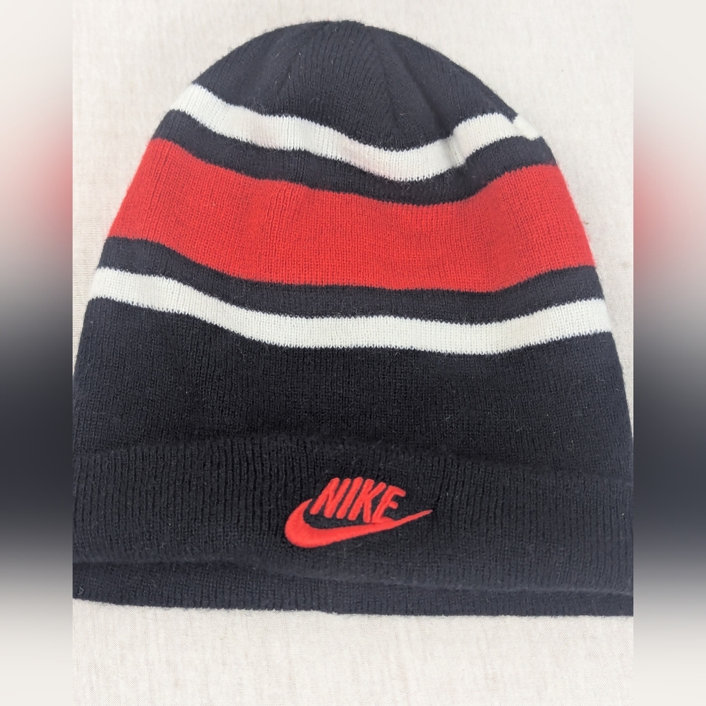 Nike Beanie Cap Blue, White & Red Excellent Condition Unisex